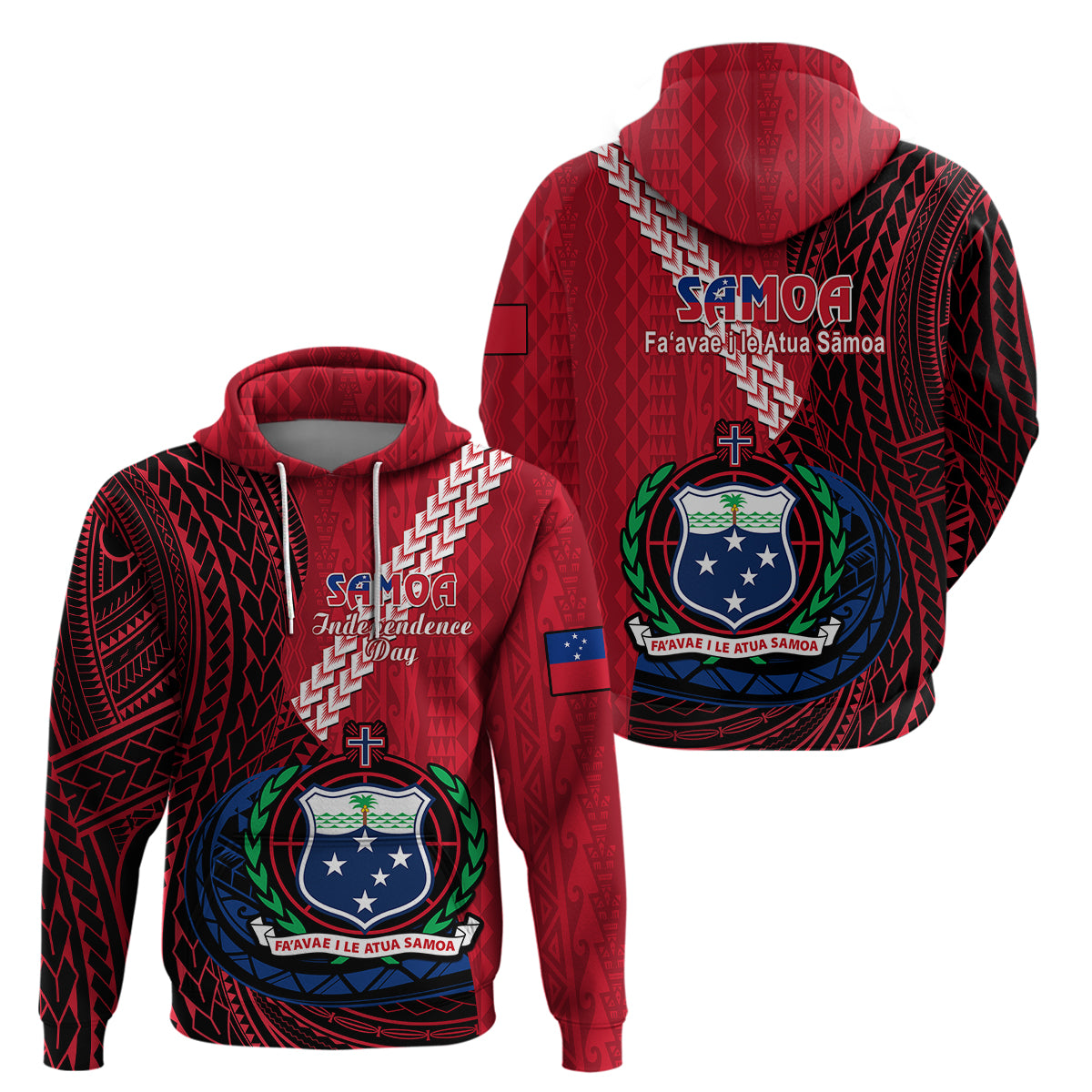 Samoa Hoodie Happy Independence Day Samoan Red Pattern LT14 Red - Polynesian Pride