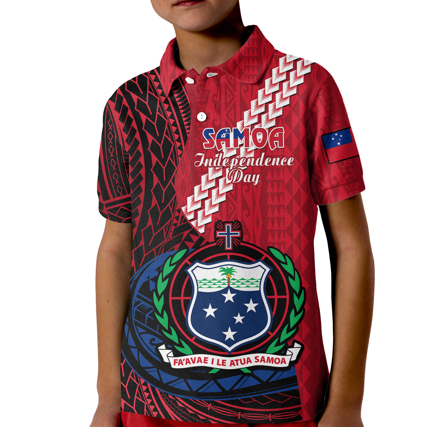 Samoa Kid Polo Shirt Happy Independence Day Samoan Red Pattern LT14 Kid Red - Polynesian Pride