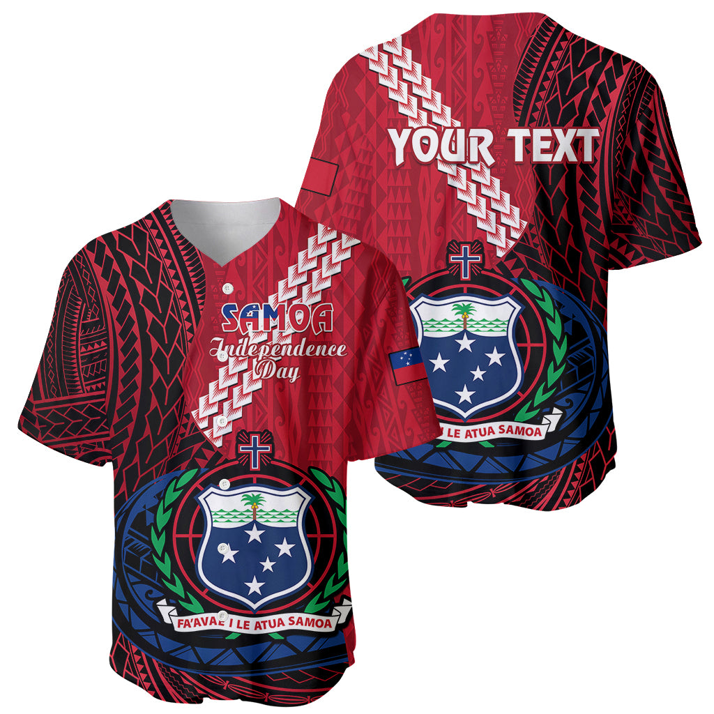 (Custom Personalised) Samoa Baseball Jersey Happy Independence Day Samoan Red Pattern LT14 Red - Polynesian Pride