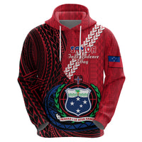Custom Samoa Hoodie Happy Independence Day Samoan Red Pattern LT14 Zip Hoodie Red - Polynesian Pride
