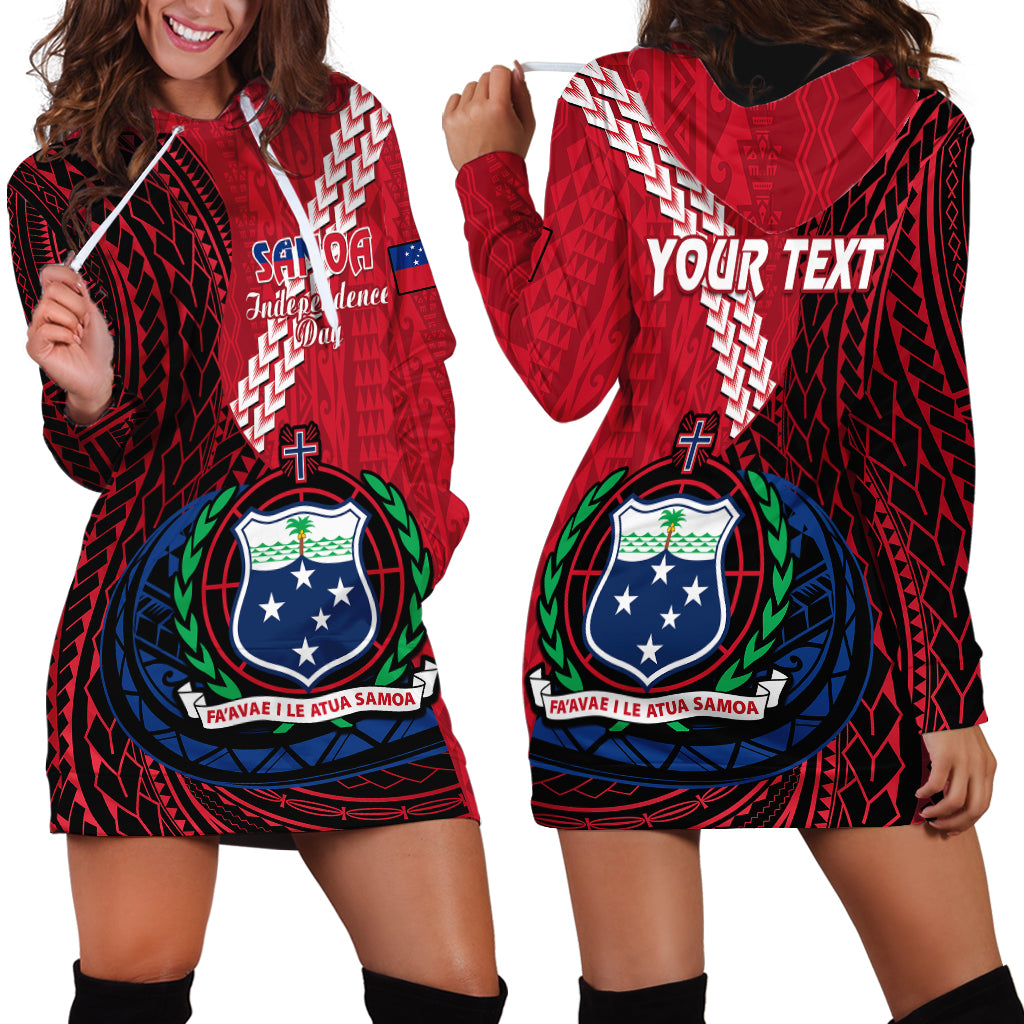 (Custom Personalised) Samoa Hoodie Dress Happy Independence Day Samoan Red Pattern LT14 Red - Polynesian Pride