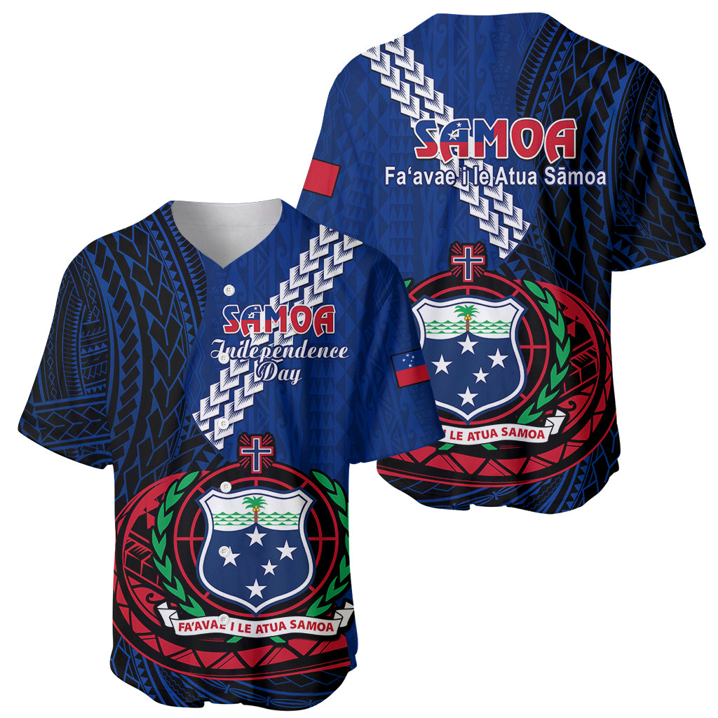 Samoa Baseball Jersey Happy Independence Day Samoan Blue Pattern LT14 Blue - Polynesian Pride