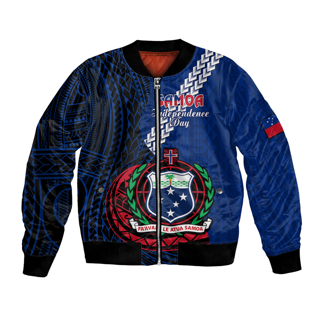 (Custom Personalised) Samoa Bomber Jacket Happy Independence Day Samoan Blue Pattern LT14 Unisex Blue - Polynesian Pride