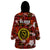 Hawaii State Wearable Blanket Hoodie Tropical Flowers Mix Tartan Red Version LT14 - Polynesian Pride