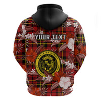 Custom Hawaii State Hoodie Tropical Flowers Mix Tartan Red Version LT14 - Polynesian Pride
