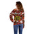 (Custom Personalised) Hawaii State Off Shoulder Sweater Tropical Flowers Mix Tartan Red Version LT14 - Polynesian Pride