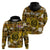 Custom Hawaii State Hoodie Tropical Flowers Mix Tartan Gold Version LT14 Pullover Hoodie Gold - Polynesian Pride