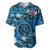 Hawaii State Baseball Jersey Tropical Flowers Mix Tartan Blue Version LT14 - Polynesian Pride