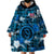 Hawaii State Wearable Blanket Hoodie Tropical Flowers Mix Tartan Blue Version LT14 - Polynesian Pride