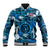 (Custom Personalised) Hawaii State Baseball Jacket Tropical Flowers Mix Tartan Blue Version LT14 Unisex Blue - Polynesian Pride