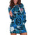 (Custom Personalised) Hawaii State Hoodie Dress Tropical Flowers Mix Tartan Blue Version LT14 - Polynesian Pride