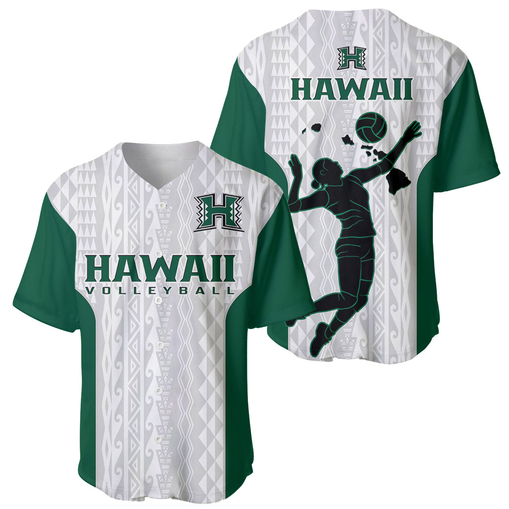 Hawaii Volleyball Baseball Jersey Hawaiian Kakau White Style LT14 White - Polynesian Pride