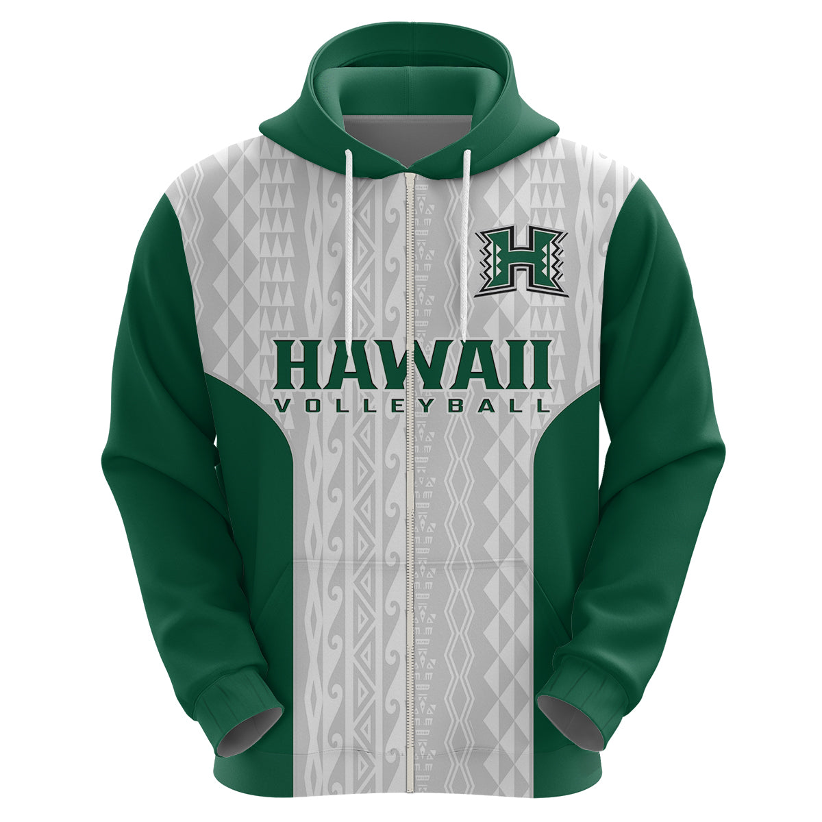 Hawaii Volleyball Hoodie Hawaiian Kakau White Style LT14 - Polynesian Pride