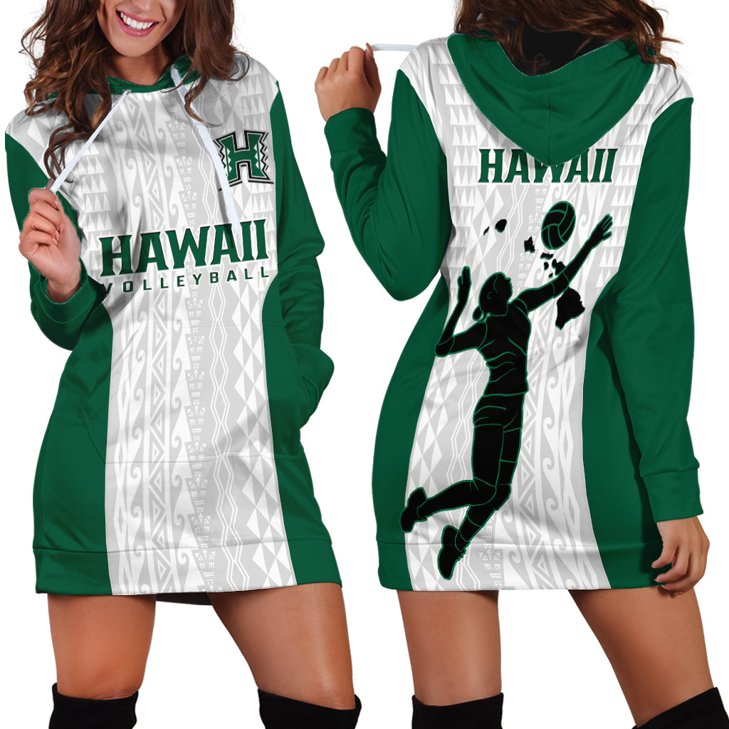 Hawaii Volleyball Hoodie Dress Hawaiian Kakau White Style LT14 White - Polynesian Pride