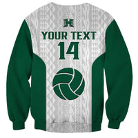 (Custom Text And Number) Hawaii Volleyball Sweatshirt Hawaiian Kakau White Style LT14 - Polynesian Pride