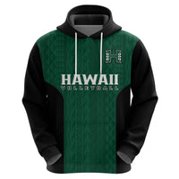 Hawaii Volleyball Hoodie Hawaiian Kakau Green Style LT14 Zip Hoodie Green - Polynesian Pride