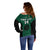 (Custom Text And Number) Hawaii Volleyball Off Shoulder Sweater Hawaiian Kakau Green Style LT14 - Polynesian Pride