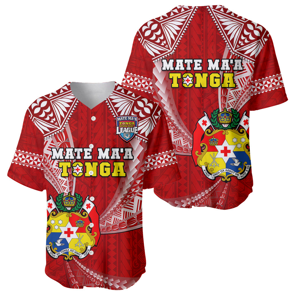 Tonga Rugby Baseball Jersey Mate Maa Tonga Pacific Tongan Ngatu LT14 Red - Polynesian Pride