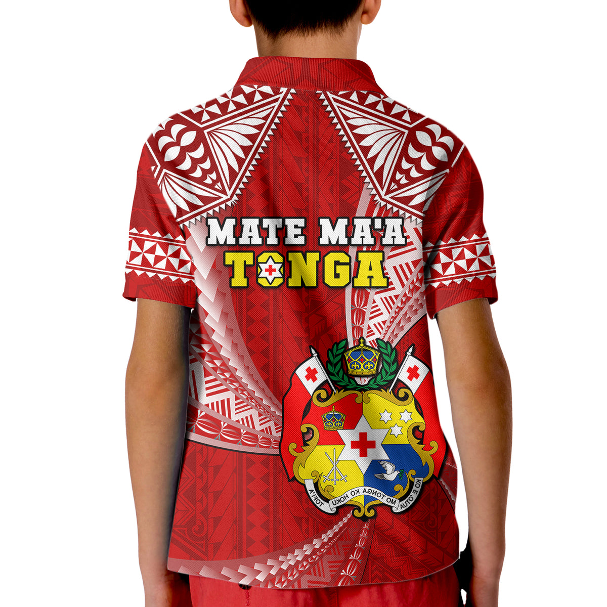 Tonga Rugby Kid Polo Shirt Mate Maa Tonga Pacific Tongan Ngatu LT14 - Polynesian Pride