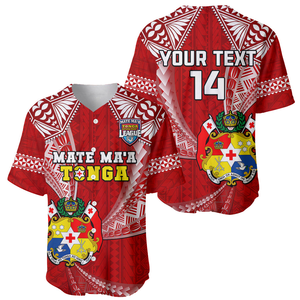 (Custom Text And Number) Tonga Rugby Baseball Jersey Mate Maa Tonga Pacific Tongan Ngatu LT14 Red - Polynesian Pride