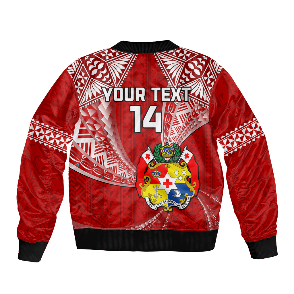 (Custom Text And Number) Tonga Rugby Bomber Jacket Mate Maa Tonga Pacific Tongan Ngatu LT14 - Polynesian Pride