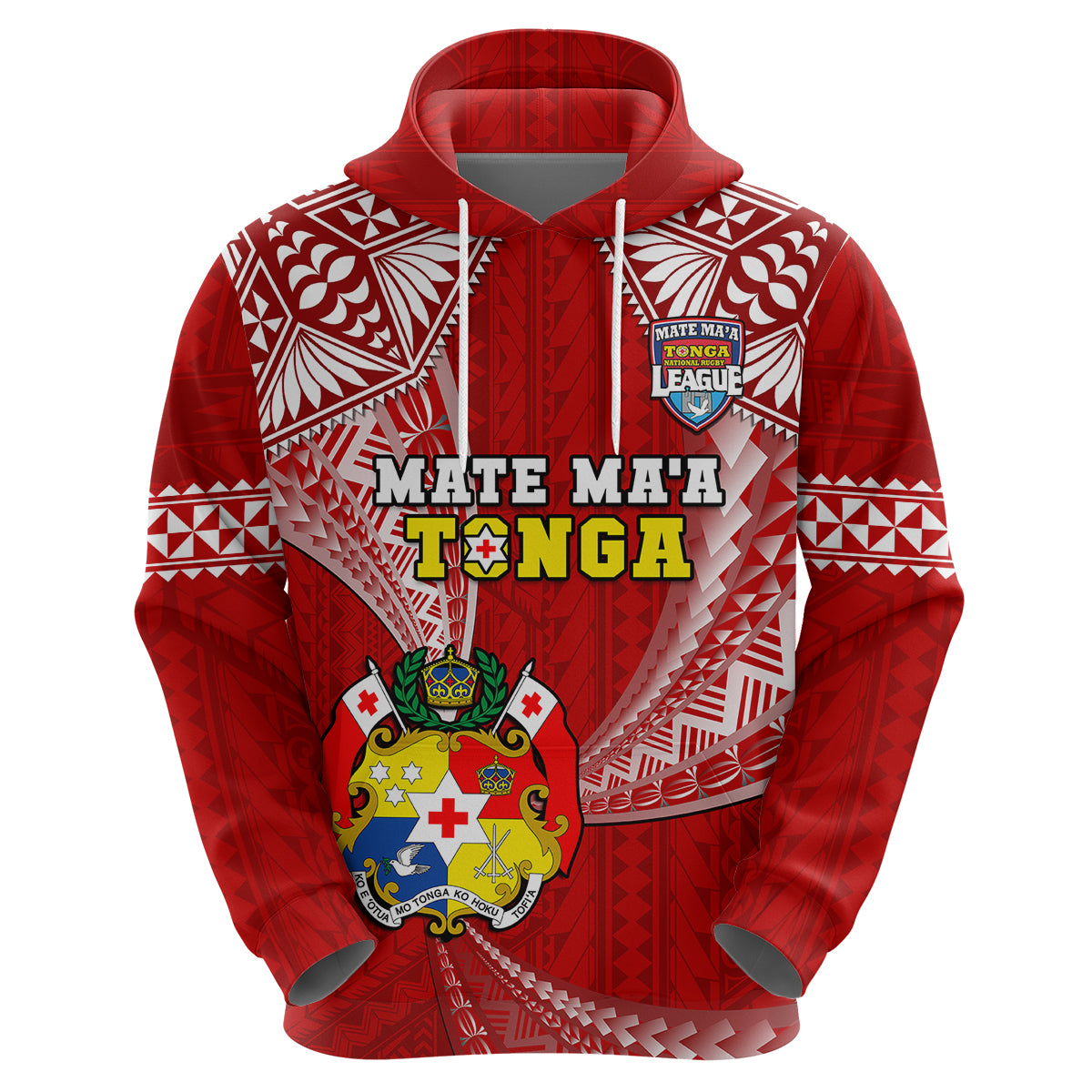 (Custom Text and Number) Tonga Rugby Hoodie Mate Maa Tonga Pacific Tongan Ngatu LT14 Zip Hoodie Red - Polynesian Pride