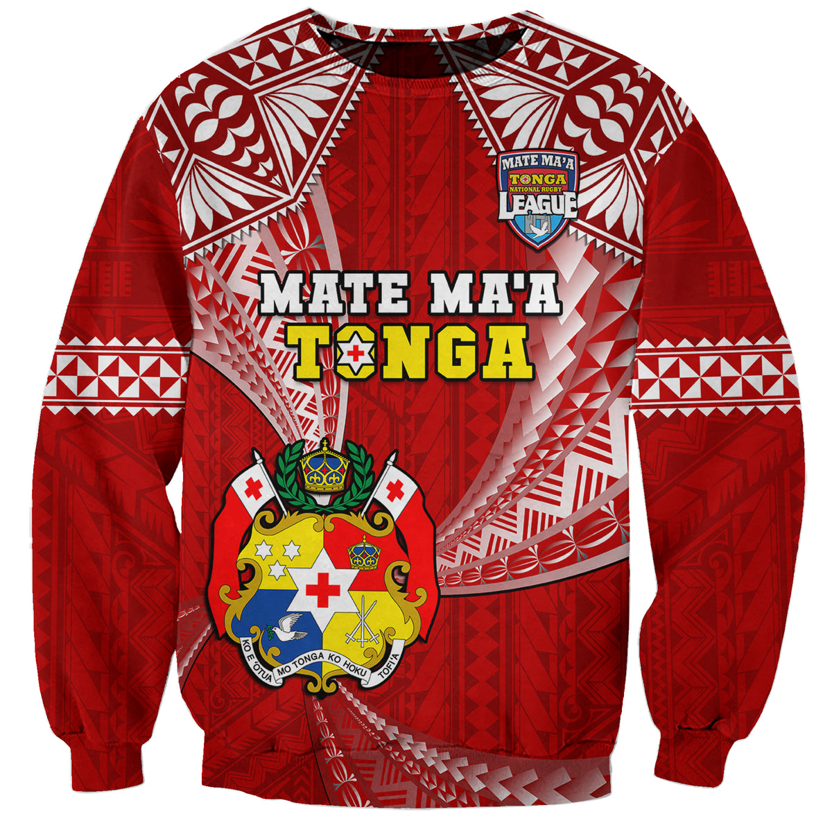 (Custom Text And Number) Tonga Rugby Sweatshirt Mate Maa Tonga Pacific Tongan Ngatu LT14 Unisex Red - Polynesian Pride