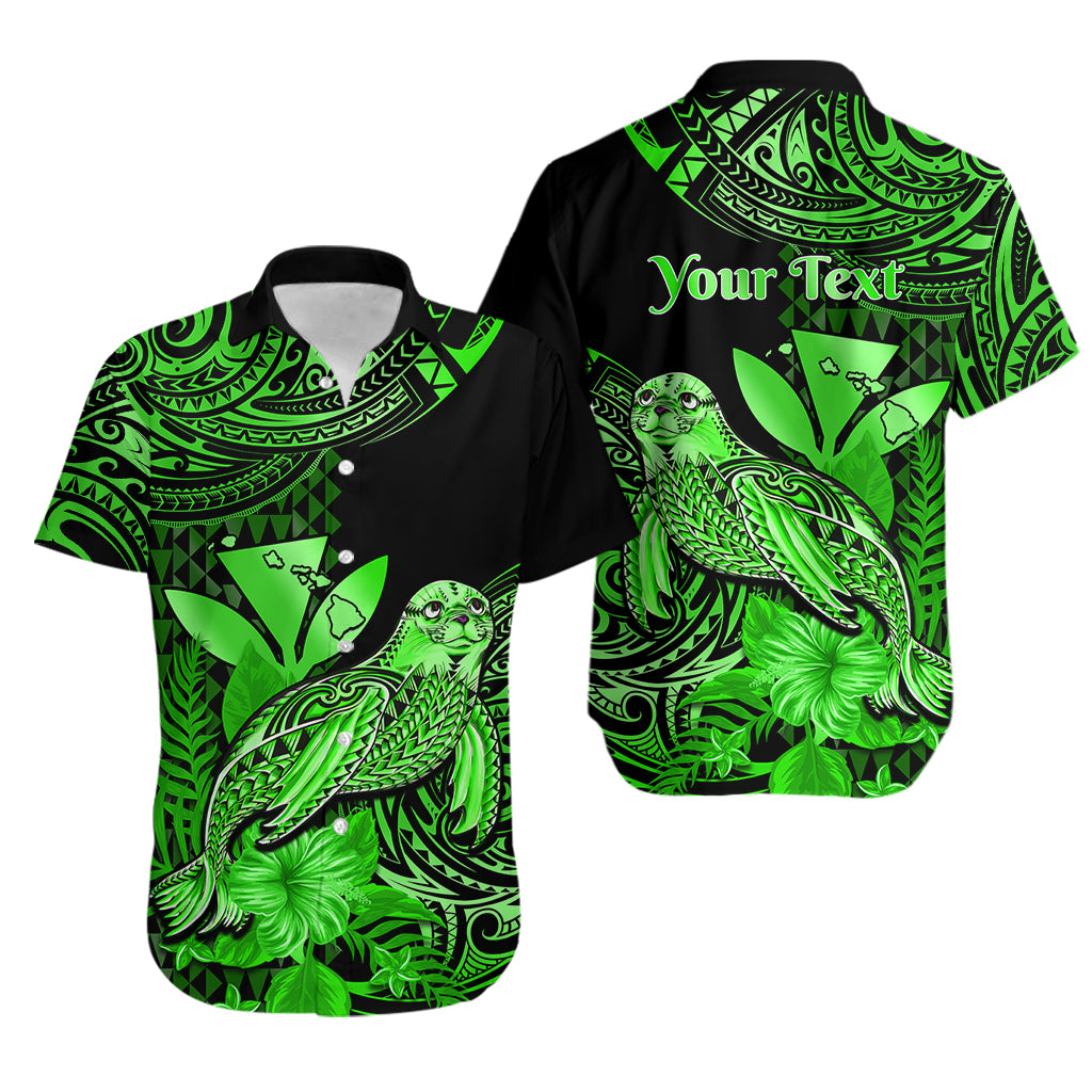 (Custom Personalised) Hawaii Monk Seal Hawaiian Shirt Polynesian Kakau With Kanaka Green LT14 Green - Polynesian Pride