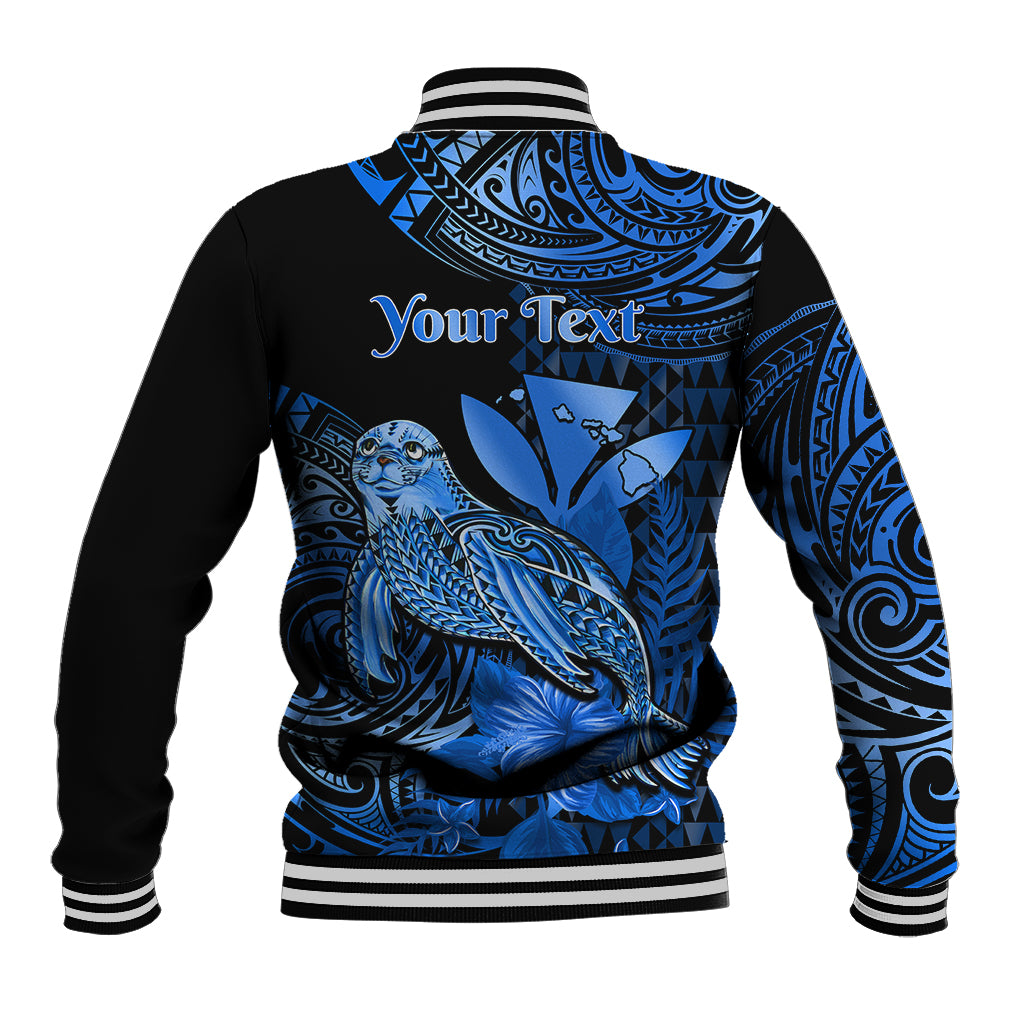 (Custom Personalised) Hawaii Monk Seal Baseball Jacket Polynesian Kakau With Kanaka Blue LT14 - Polynesian Pride