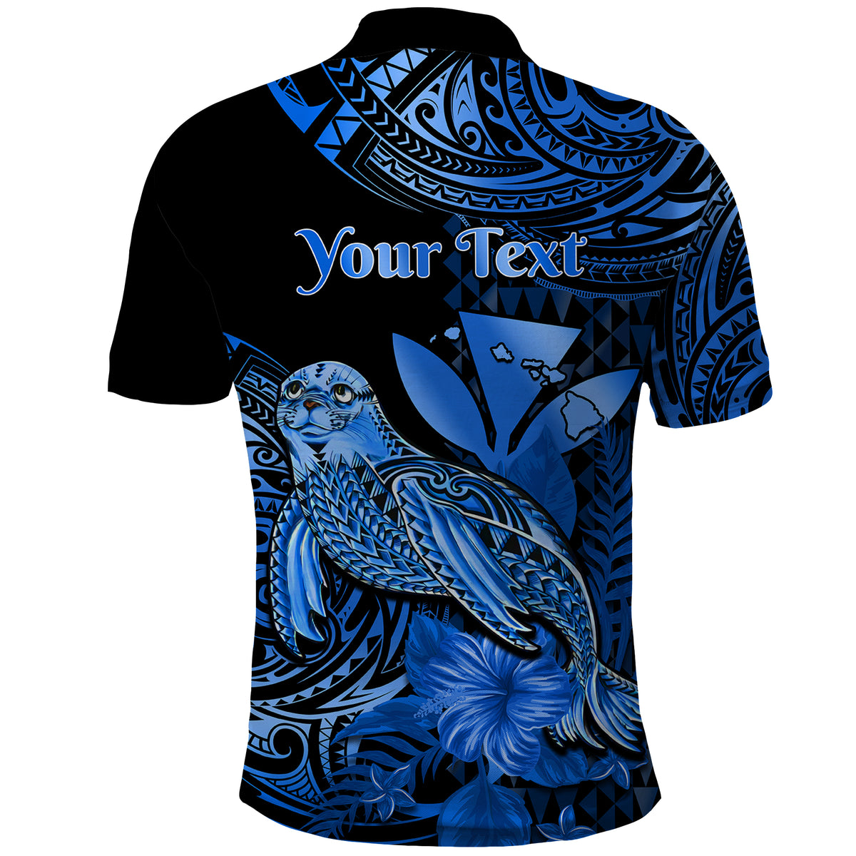 Custom Hawaii Monk Seal Polo Shirt Polynesian Kakau With Kanaka Blue LT14 - Polynesian Pride