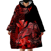(Custom Personalised) Hawaii Monk Seal Wearable Blanket Hoodie Polynesian Kakau With Kanaka Red LT14 - Polynesian Pride