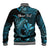 (Custom Personalised) Hawaii Hammerhead Shark Baseball Jacket Polynesian Kakau With Kanaka Turquoise LT14 - Polynesian Pride