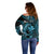 (Custom Personalised) Hawaii Hammerhead Shark Off Shoulder Sweater Polynesian Kakau With Kanaka Turquoise LT14 - Polynesian Pride