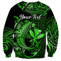 (Custom Personalised) Hawaii Hammerhead Shark Sweatshirt Polynesian Kakau With Kanaka Green LT14 - Polynesian Pride