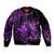 (Custom Personalised) Hawaii Hammerhead Shark Sleeve Zip Bomber Jacket Polynesian Kakau With Kanaka Purple LT14 Unisex Purple - Polynesian Pride