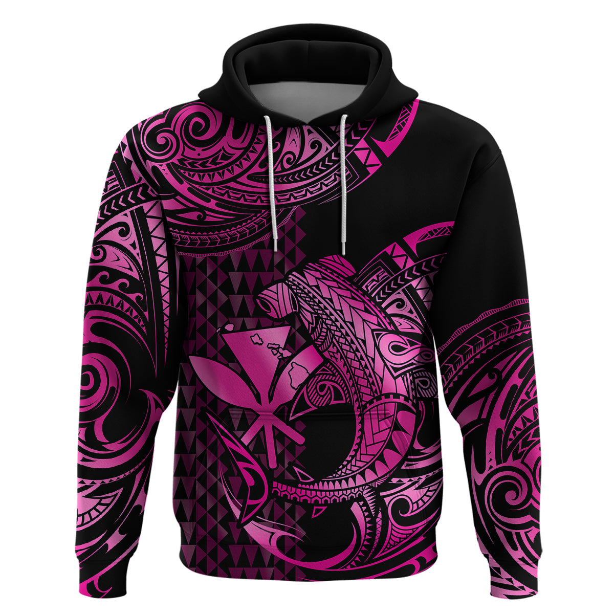 Custom Hawaii Hammerhead Shark Hoodie Polynesian Kakau With Kanaka Pink LT14 - Polynesian Pride