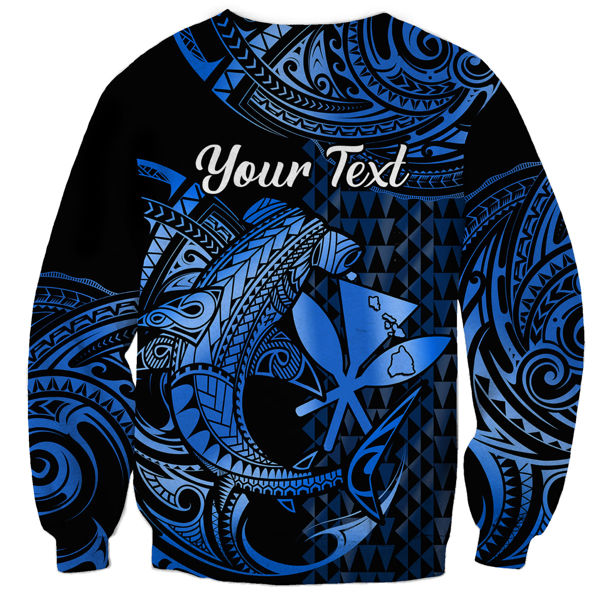 (Custom Personalised) Hawaii Hammerhead Shark Sweatshirt Polynesian Kakau With Kanaka Blue LT14 - Polynesian Pride