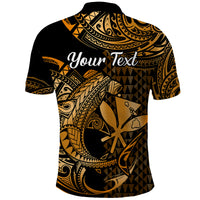 Custom Hawaii Hammerhead Shark Polo Shirt Polynesian Kakau With Kanaka Gold LT14 - Polynesian Pride