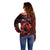 (Custom Personalised) Hawaii Hammerhead Shark Off Shoulder Sweater Polynesian Kakau With Kanaka Red LT14 - Polynesian Pride