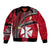 Wallis And Futuna Bomber Jacket Plumeria Flowers With Red Polynesian Pattern LT14 - Polynesian Pride