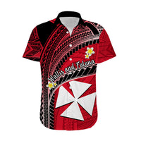 Wallis And Futuna Hawaiian Shirt Plumeria Flowers With Red Polynesian Pattern LT14 - Polynesian Pride