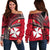 Wallis And Futuna Off Shoulder Sweater Plumeria Flowers With Red Polynesian Pattern LT14 - Polynesian Pride