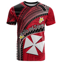 Wallis and Futuna T Shirt Plumeria Flowers With Red Polynesian Pattern LT14 Red - Polynesian Pride