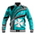 (Custom Personalised) Wallis And Futuna Baseball Jacket Plumeria Flowers With Turquoise Polynesian Pattern LT14 - Polynesian Pride