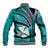 (Custom Personalised) Wallis And Futuna Baseball Jacket Plumeria Flowers With Turquoise Polynesian Pattern LT14 - Polynesian Pride