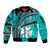 (Custom Personalised) Wallis And Futuna Sleeve Zip Bomber Jacket Plumeria Flowers With Turquoise Polynesian Pattern LT14 - Polynesian Pride