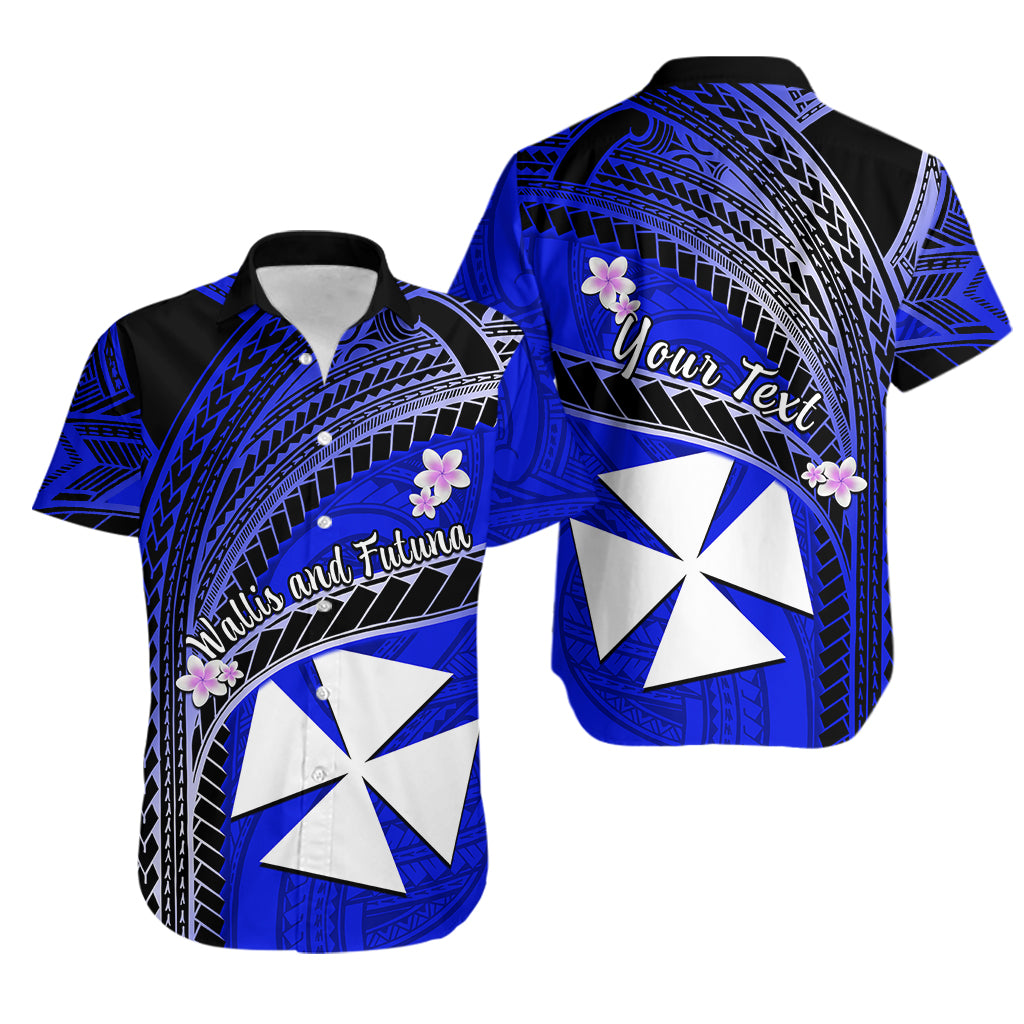 (Custom Personalised) Wallis And Futuna Hawaiian Shirt Plumeria Flowers With Blue Polynesian Pattern LT14 - Polynesian Pride