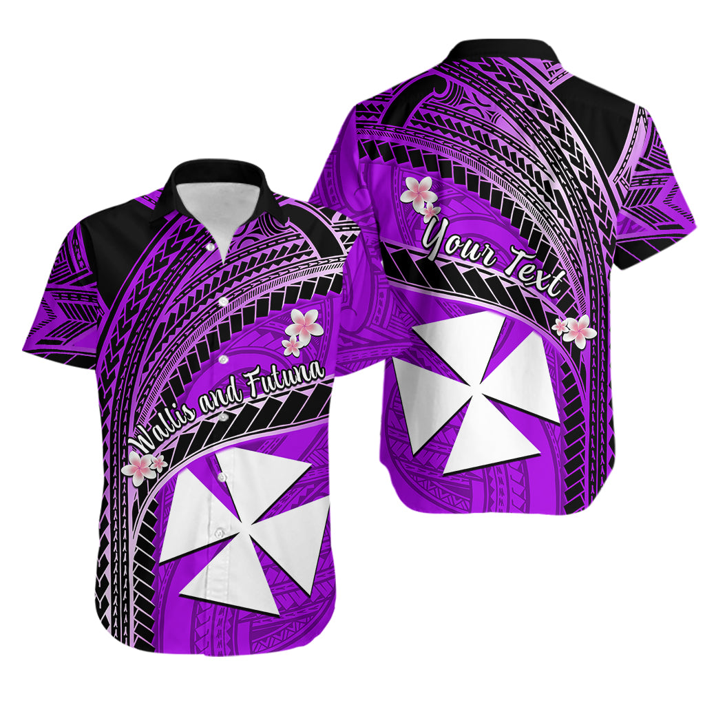 (Custom Personalised) Wallis And Futuna Hawaiian Shirt Plumeria Flowers With Purple Polynesian Pattern LT14 - Polynesian Pride