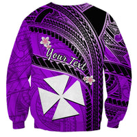(Custom Personalised) Wallis And Futuna Sweatshirt Plumeria Flowers With Purple Polynesian Pattern LT14 - Polynesian Pride