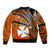 (Custom Personalised) Wallis And Futuna Bomber Jacket Plumeria Flowers With Orange Polynesian Pattern LT14 - Polynesian Pride